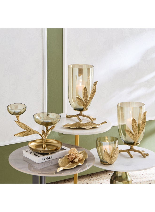 Home Box Eternity Bloom Leaf Base Vase - Gold - Image 4